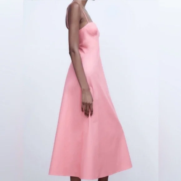 Zara Bustier Midi Dress in Candy Pink Large - Picture 3 of 14